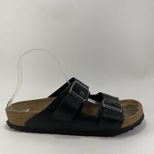 Birkenstock Arizona Slide Sandals Mens Size 41 US 8 Black Oiled Leather Soft FB